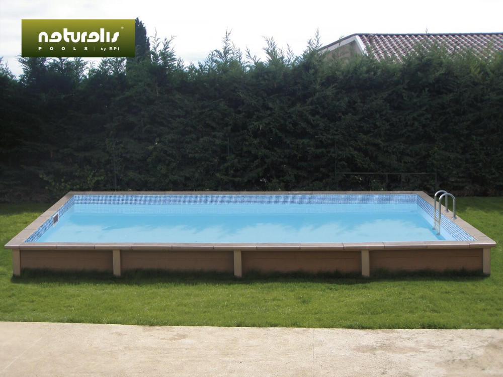 Naturalis" wood-look concrete swimming pool kit - 7.5 x 3.24 x 1.40 m