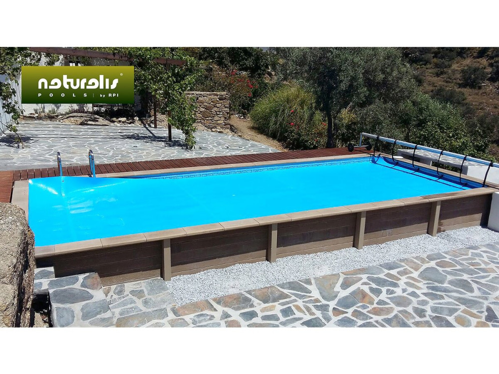 Naturalis" wood-look concrete swimming pool kit - 7.5 x 3.24 x 1.40 m