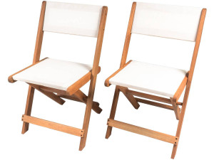 "Seoul" exotic wood folding chair - Maple - Beige - Set of 2