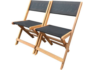 Seoul Exotic Wood Folding Chair - Maple - Black - Set of 2