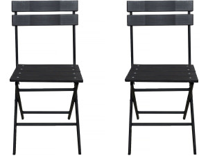 Set of 2 folding plastic garden chairs "Tenerife" - Anthracite grey