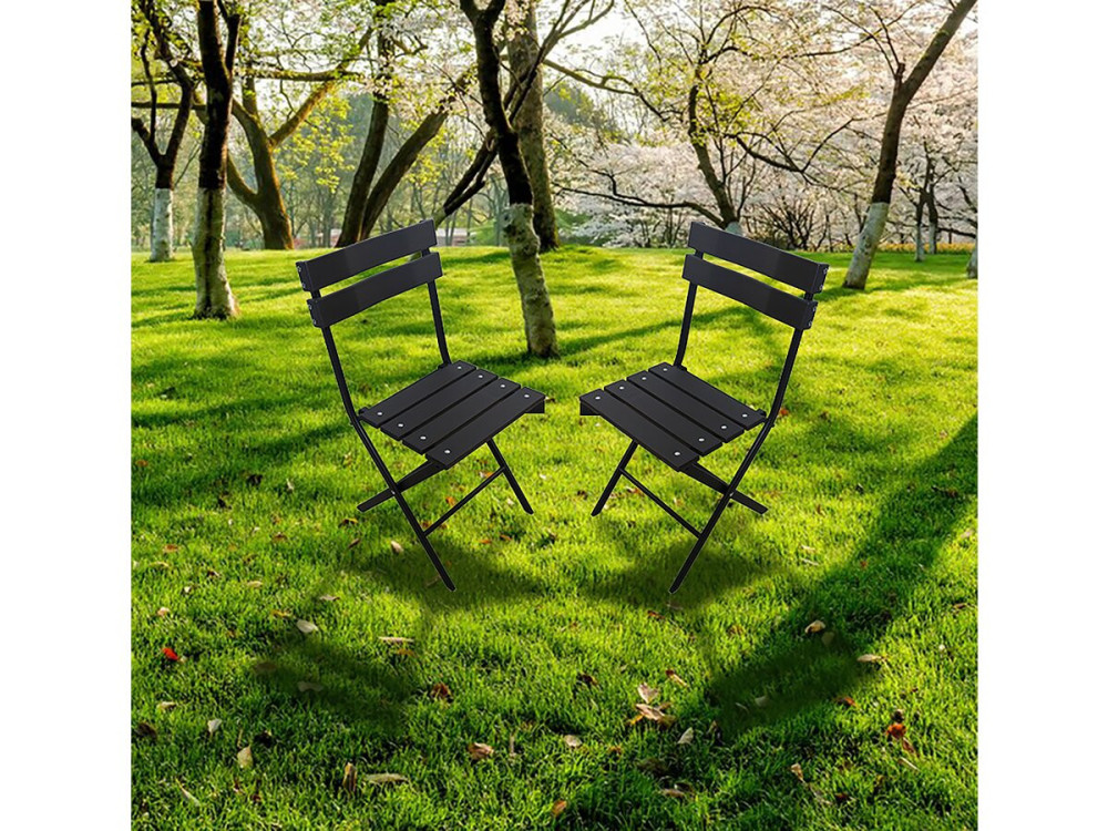 Set of 2 folding plastic garden chairs "Tenerife" - Anthracite grey