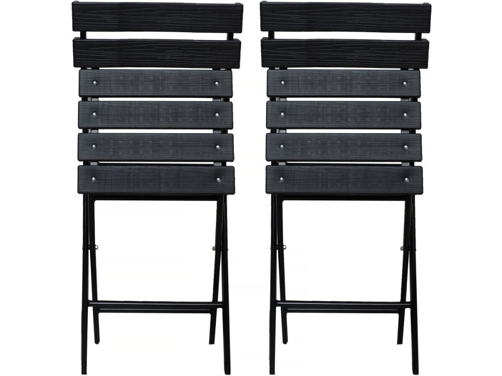 Set of 2 folding plastic garden chairs "Tenerife" - Anthracite grey