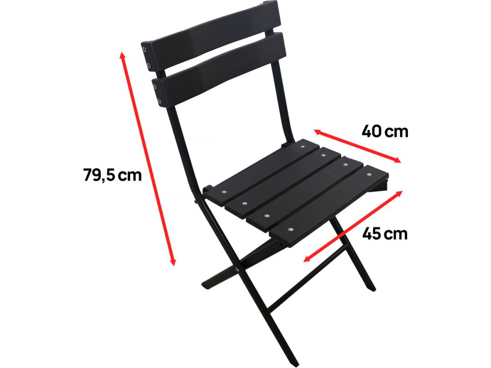 Set of 2 folding plastic garden chairs "Tenerife" - Anthracite grey