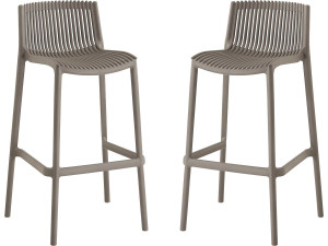 Set of 2 "Néora" plastic stacking high chairs - Taupe