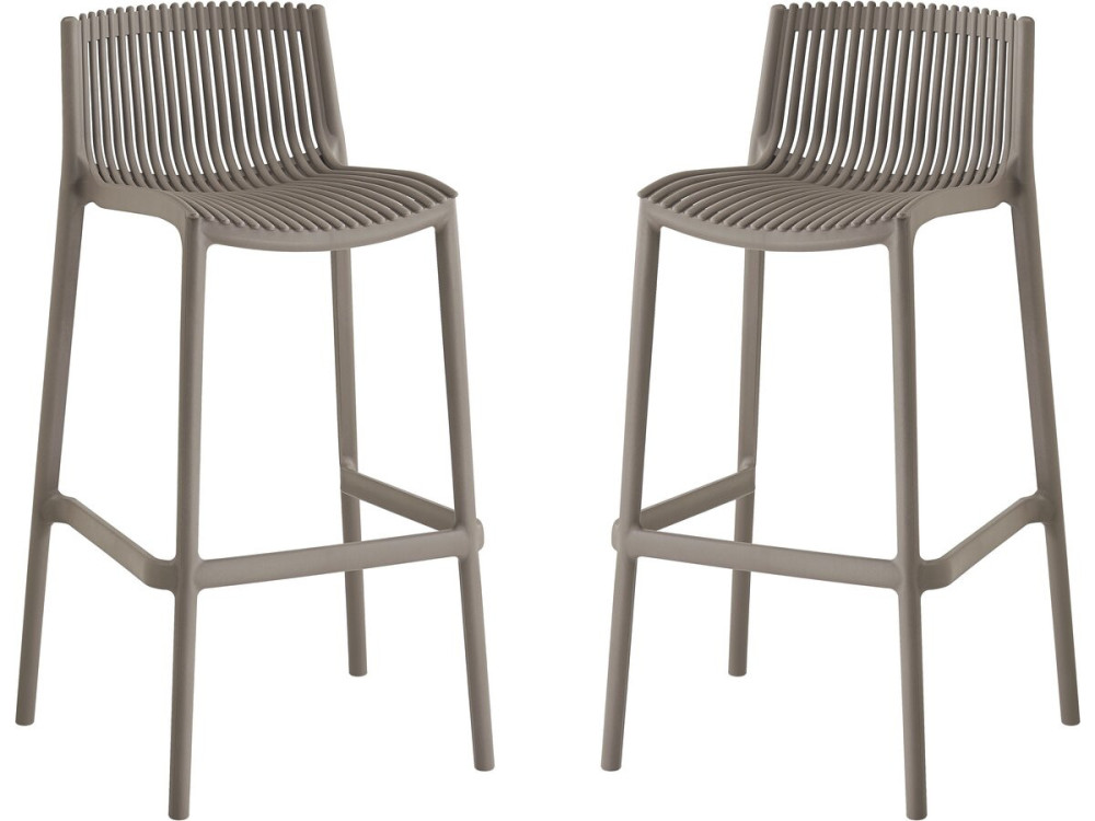Set of 2 "Néora" plastic stacking high chairs - Taupe