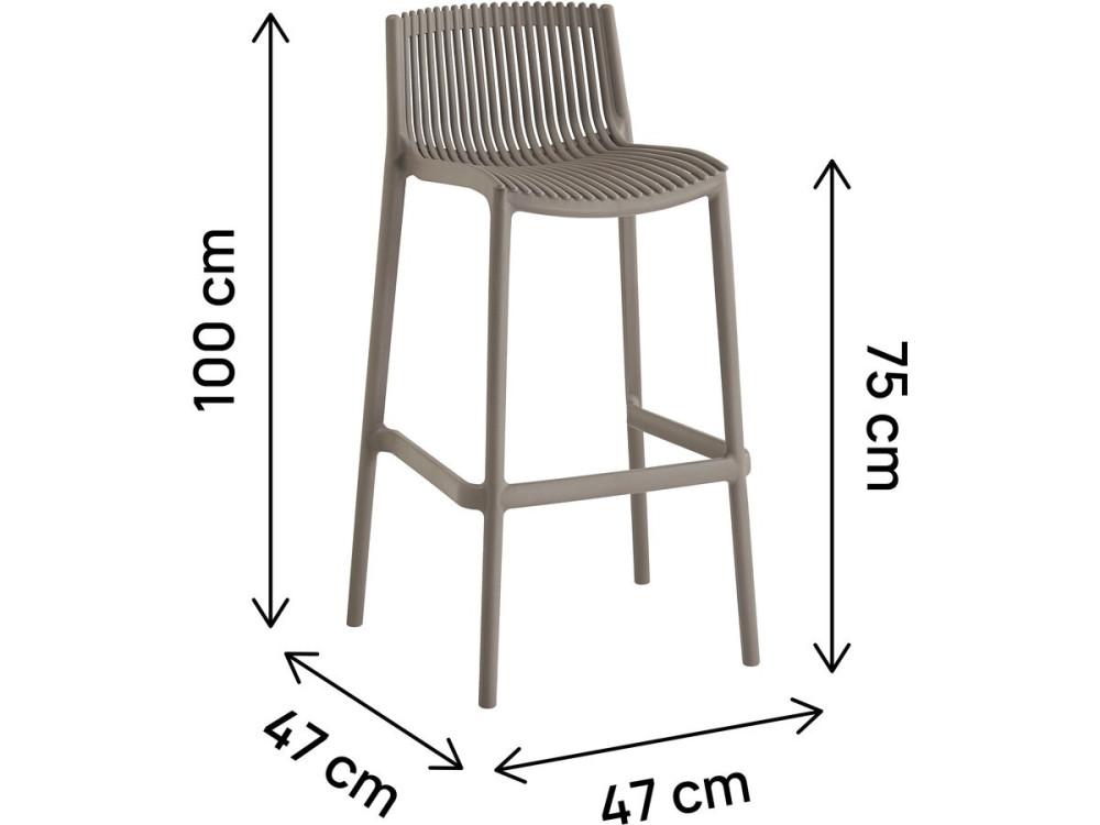 Set of 2 "Néora" plastic stacking high chairs - Taupe