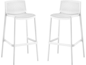 Set of 2 "Néora" plastic stacking high chairs - White