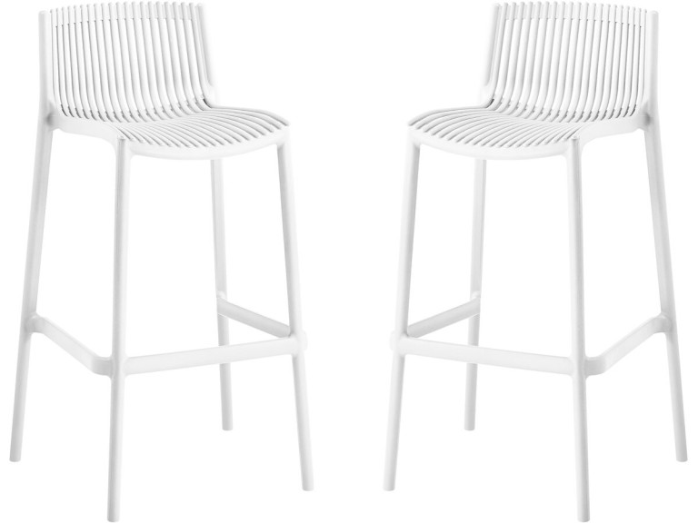 Set of 2 "Néora" plastic stacking high chairs - White