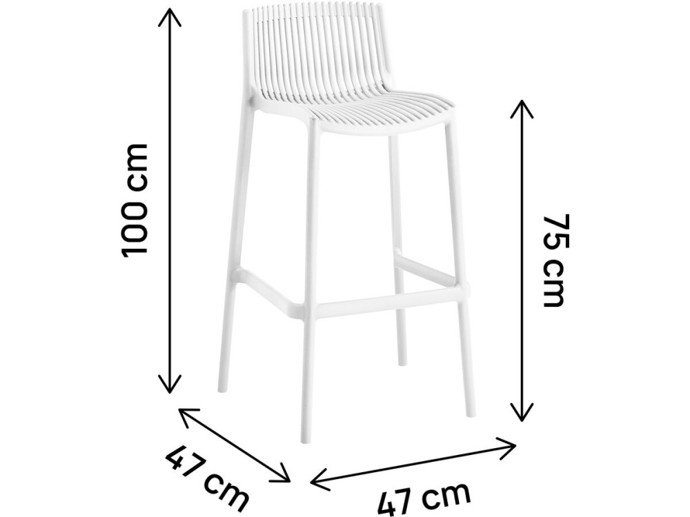 Set of 2 "Néora" plastic stacking high chairs - White