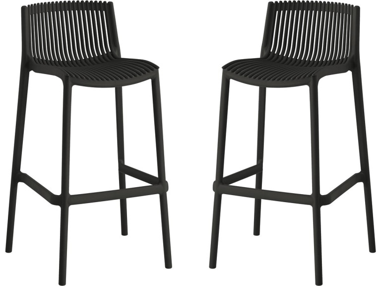 Set of 2 "Néora" plastic stacking high chairs - Black