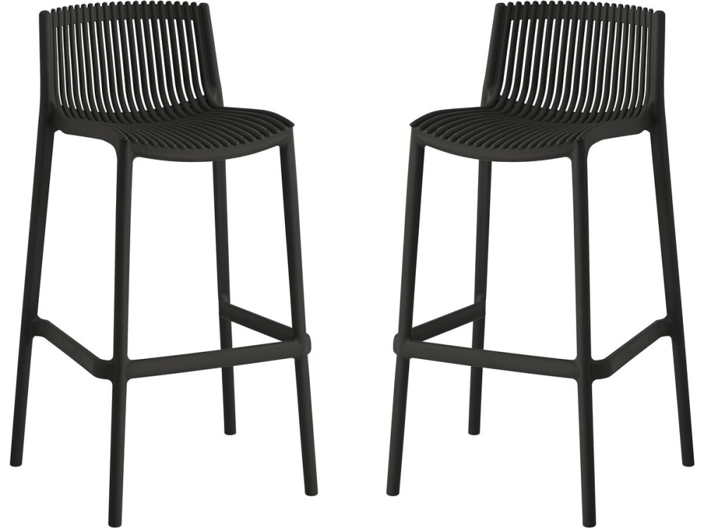 Set of 2 "Néora" plastic stacking high chairs - Black