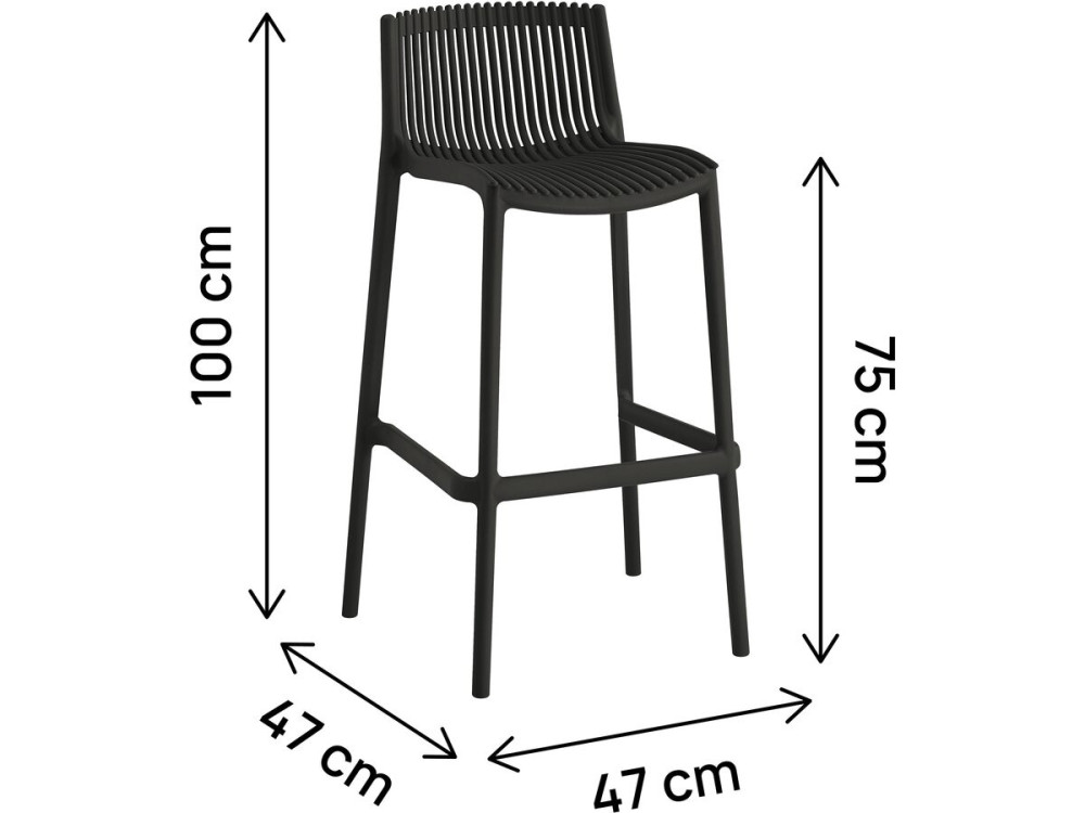 Set of 2 "Néora" plastic stacking high chairs - Black