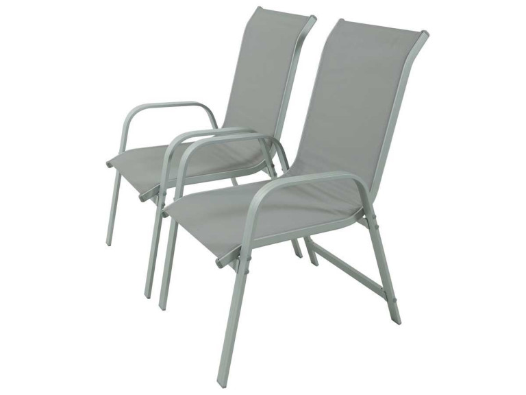 Garden Armchair Aluminium /Textelene "Porto" - Phoenix - light grey - 2 sets