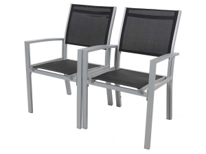 2 sets of Aluminium /Textelene Garden Armchairs  "Tropic" - Phoenix - Black