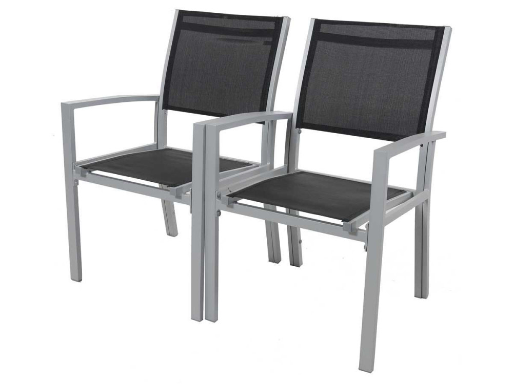 2 sets of Aluminium /Textelene Garden Armchairs  "Tropic" - Phoenix - Black