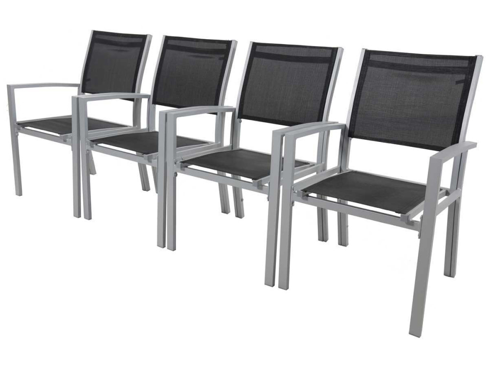 2 sets of Aluminium /Textelene Garden Armchairs  "Tropic" - Phoenix - Black