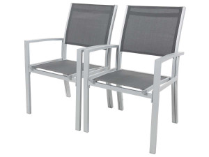 2 sets of Aluminium /Textelene Garden Armchairs  "Tropic" - Phoenix - Dark grey