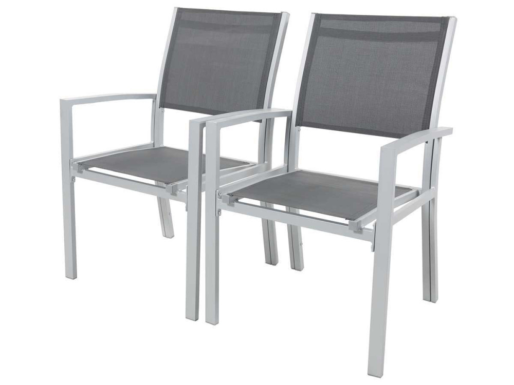 2 sets of Aluminium /Textelene Garden Armchairs  "Tropic" - Phoenix - Dark grey