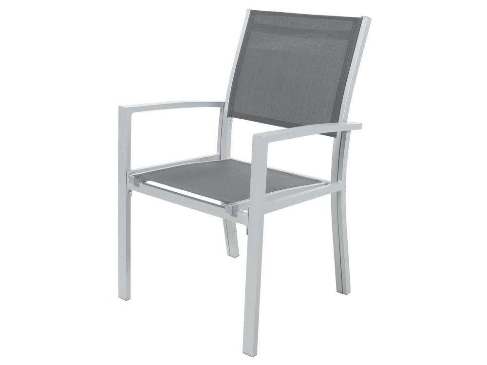 2 sets of Aluminium /Textelene Garden Armchairs  "Tropic" - Phoenix - Dark grey
