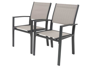 2 sets of Aluminium /Textelene Garden Armchairs  "Tropic" - Phoenix - Taupe