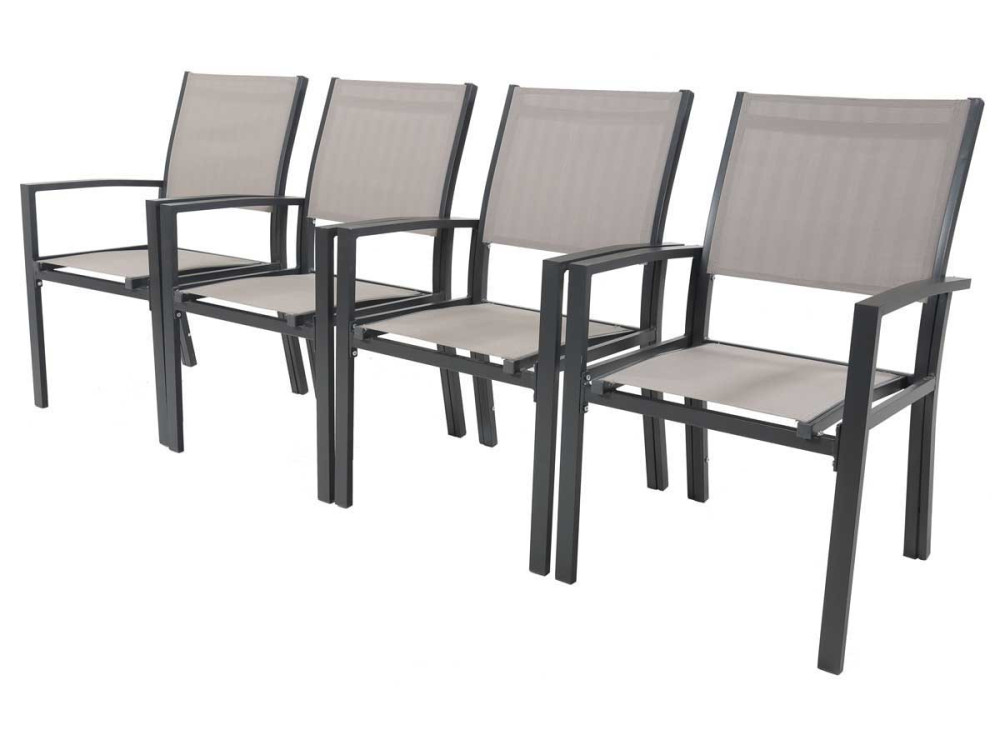 2 sets of Aluminium /Textelene Garden Armchairs  "Tropic" - Phoenix - Taupe
