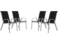 "Cordoba" Textilene garden chair - Phoenix - Beige- Pack of 4 - Black / Silver