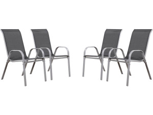 Textelene Garden Armchair "Cordoba" - Phoenix - Dark grey / silver - Set of 4
