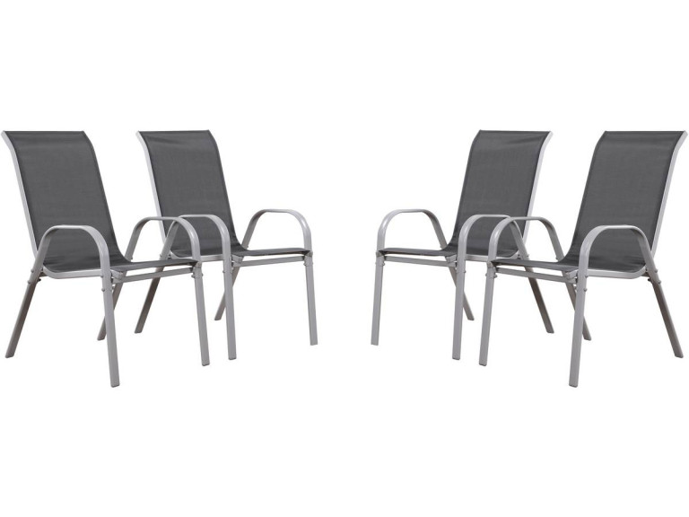 Textelene Garden Armchair "Cordoba" - Phoenix - Dark grey / silver - Set of 4