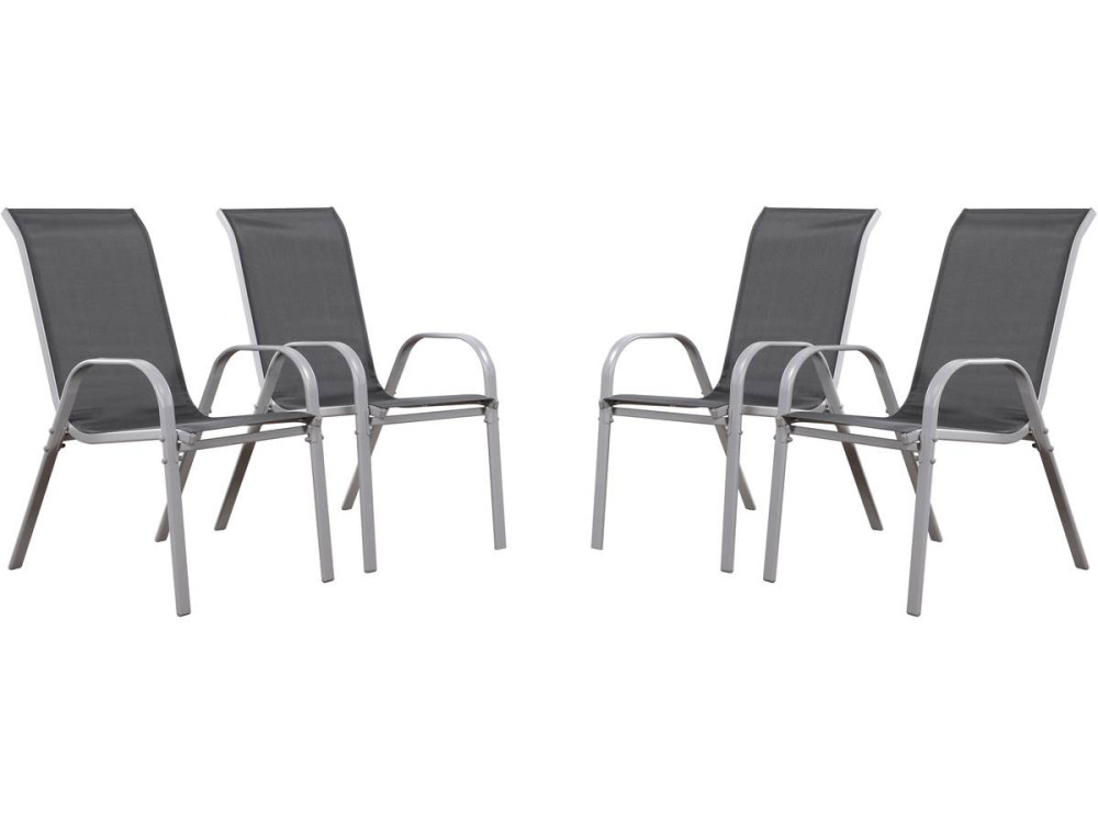 Textelene Garden Armchair "Cordoba" - Phoenix - Dark grey / silver - Set of 4