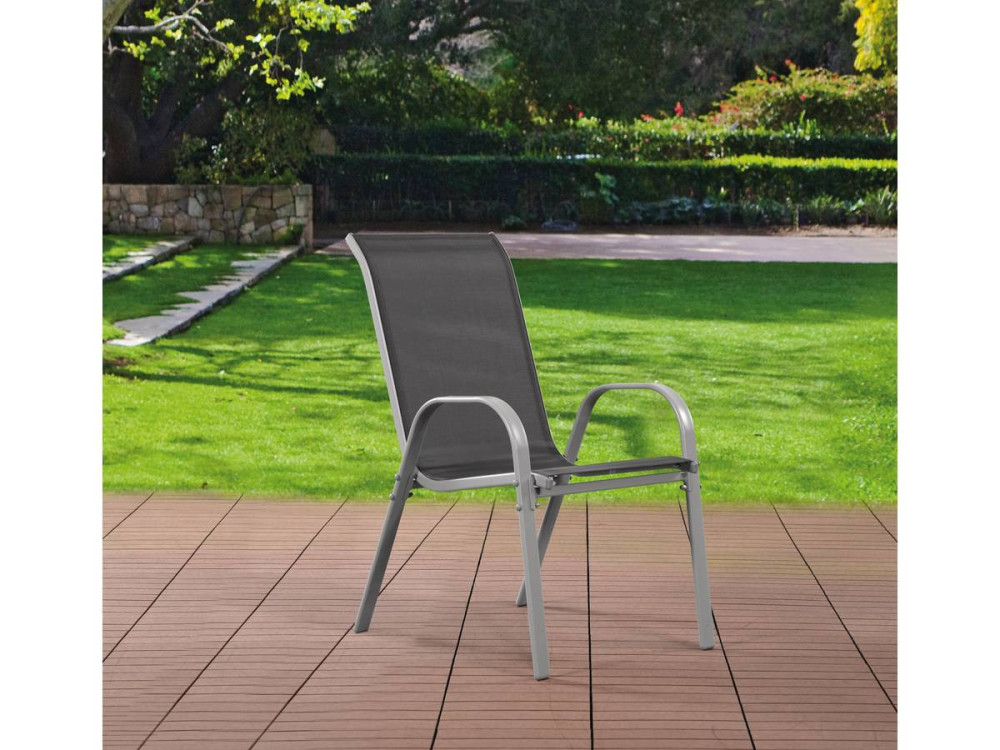 Textelene Garden Armchair "Cordoba" - Phoenix - Dark grey / silver - Set of 4