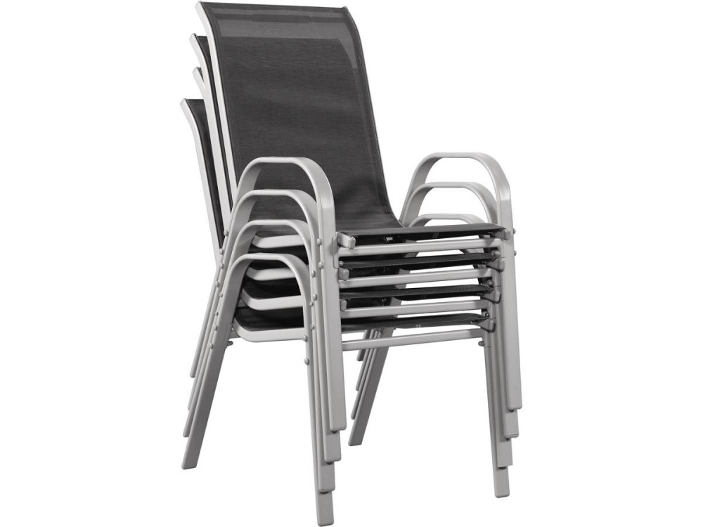 Textelene Garden Armchair "Cordoba" - Phoenix - Dark grey / silver - Set of 4