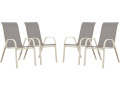 "Cordoba" Textilene garden chair - Phoenix - Pink - Pack of 4 - Light grey / White