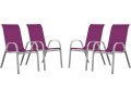 "Cordoba" Textilene garden chair - Phoenix - Beige- Pack of 4 - Pink / White