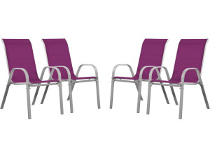 "Cordoba" Textilene garden chair - Phoenix - Pink - Pack of 4