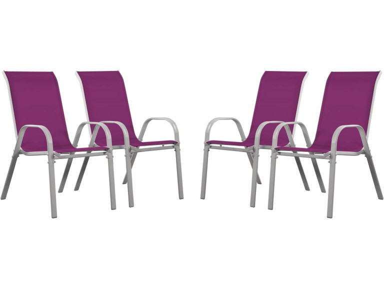 "Cordoba" Textilene garden chair - Phoenix - Pink - Pack of 4