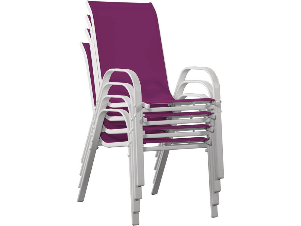 "Cordoba" Textilene garden chair - Phoenix - Pink - Pack of 4