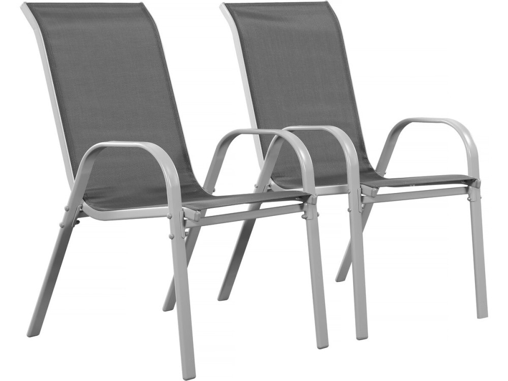 "Cordoba" Textilene garden chair - Phoenix - Grey - Pack of 2