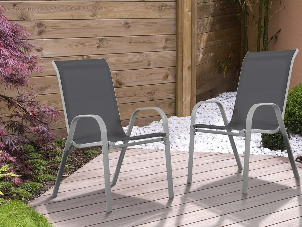 "Cordoba" Textilene garden chair - Phoenix - Grey - Pack of 2