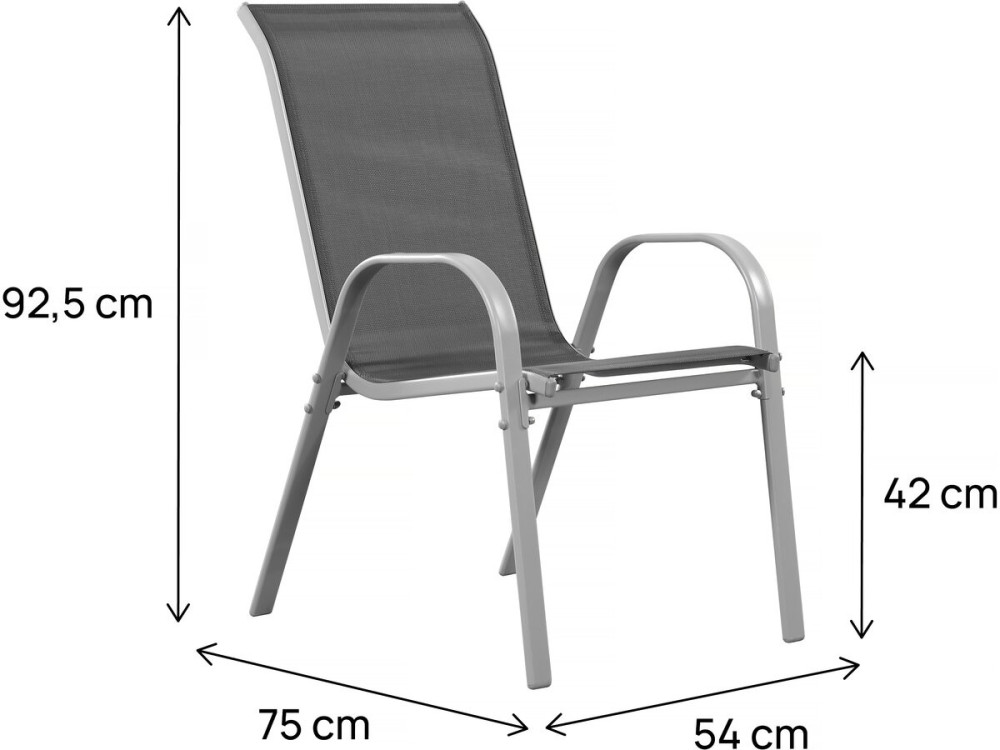 "Cordoba" Textilene garden chair - Phoenix - Grey - Pack of 2