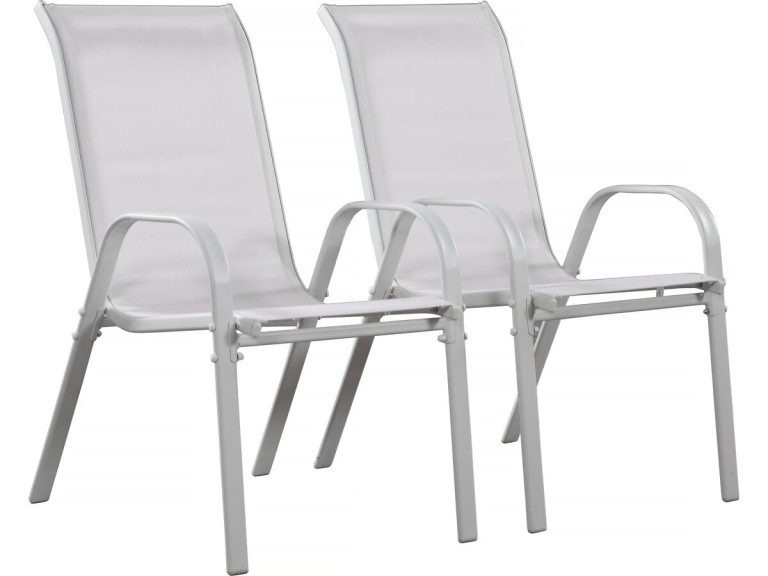 "Cordoba" Textilene garden chair - Phoenix - Grey - Pack of 2