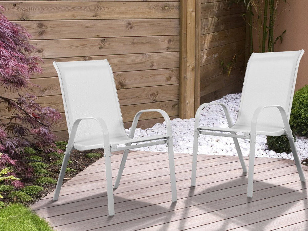 "Cordoba" Textilene garden chair - Phoenix - Grey - Pack of 2