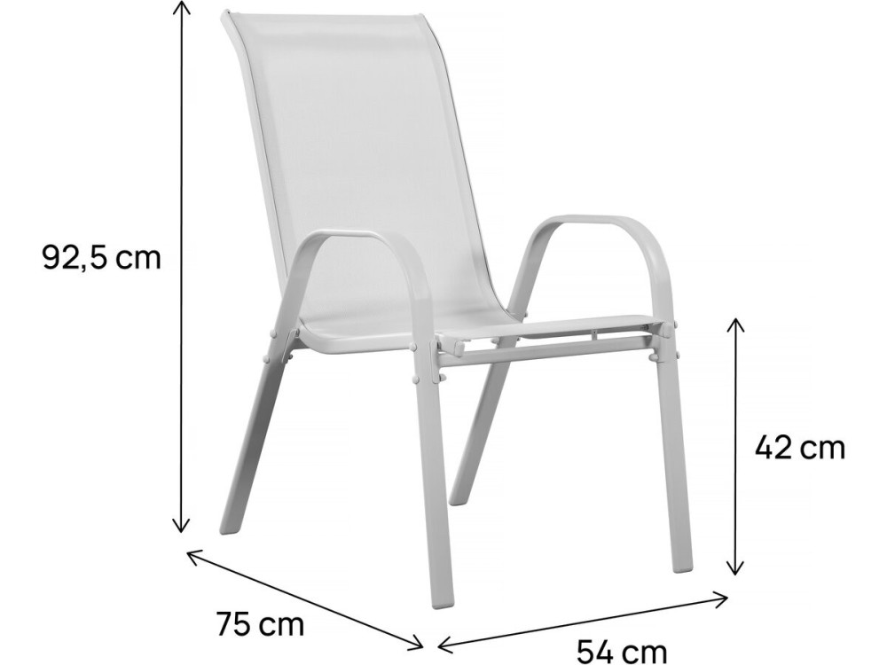 "Cordoba" Textilene garden chair - Phoenix - Grey - Pack of 2
