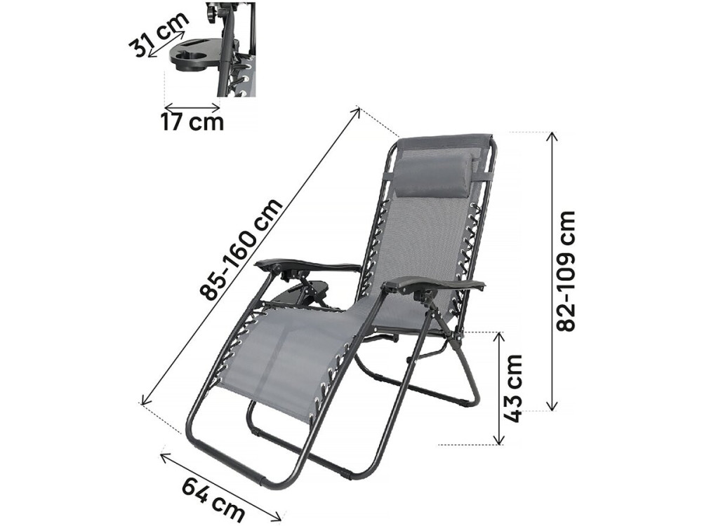 Sintra" zero gravity garden recliner - Grey