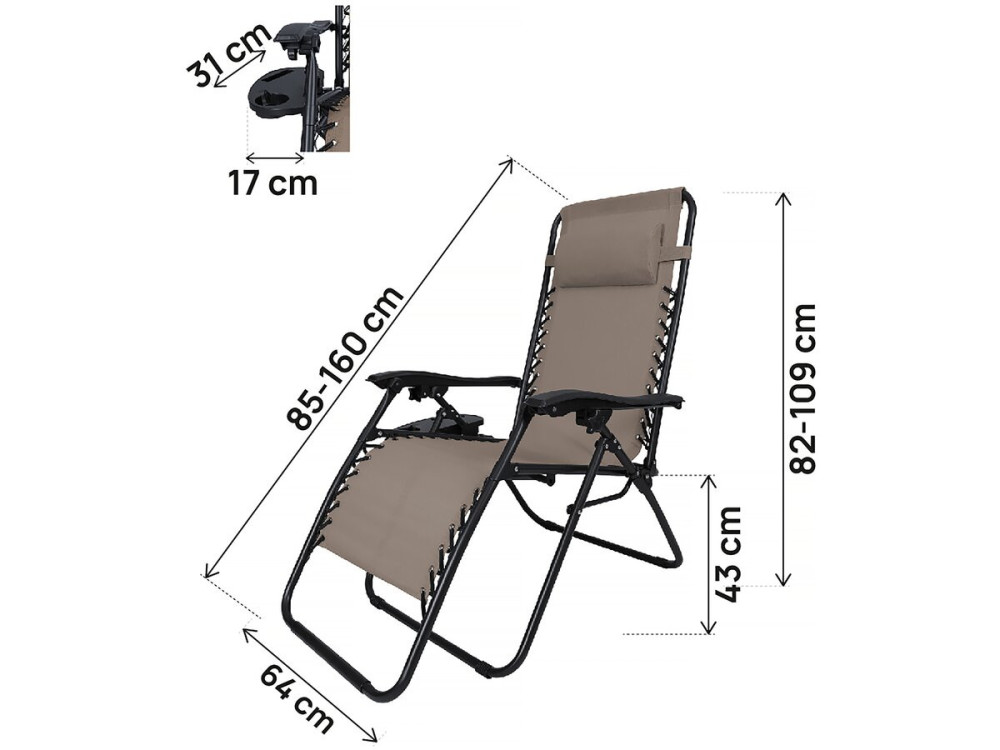Sintra" zero gravity garden recliner - Taupe