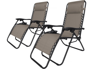 Set of 2 "Sintra" zero gravity reclining garden armchairs - Taupe
