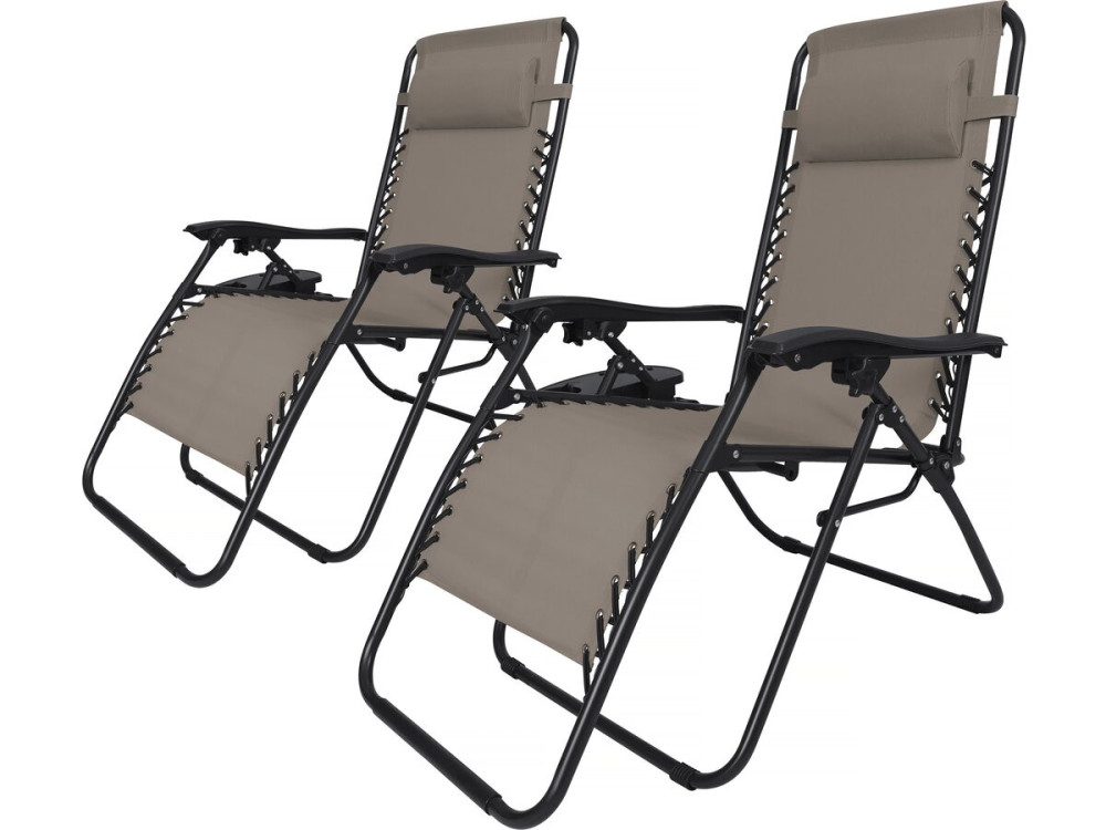 Set of 2 "Sintra" zero gravity reclining garden armchairs - Taupe