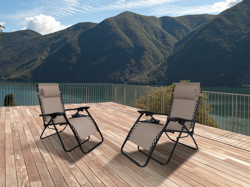 Set of 2 "Sintra" zero gravity reclining garden armchairs - Taupe