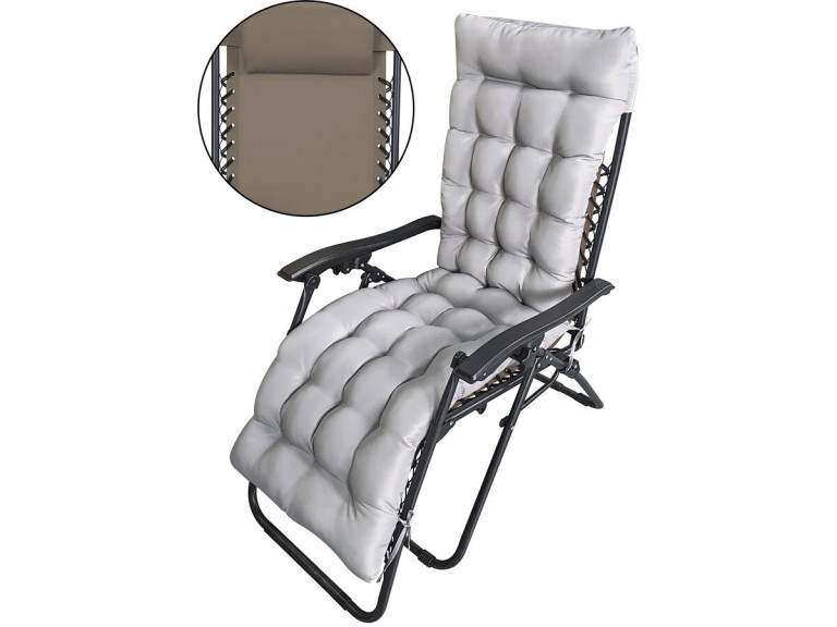 Sintra" zero gravity garden recliner with quilted cushion - Taupe