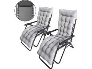 Set of 2 "Sintra" zero gravity recliners with quilted cushions - Black